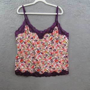 Lane Bryant Womens Tank Top Plus Size 26/28 Purple Floral Lace Cami Stretch